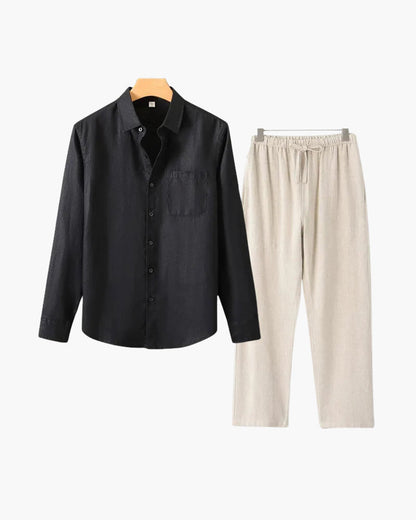 Old Money Leinen-Kombination (Langarm)