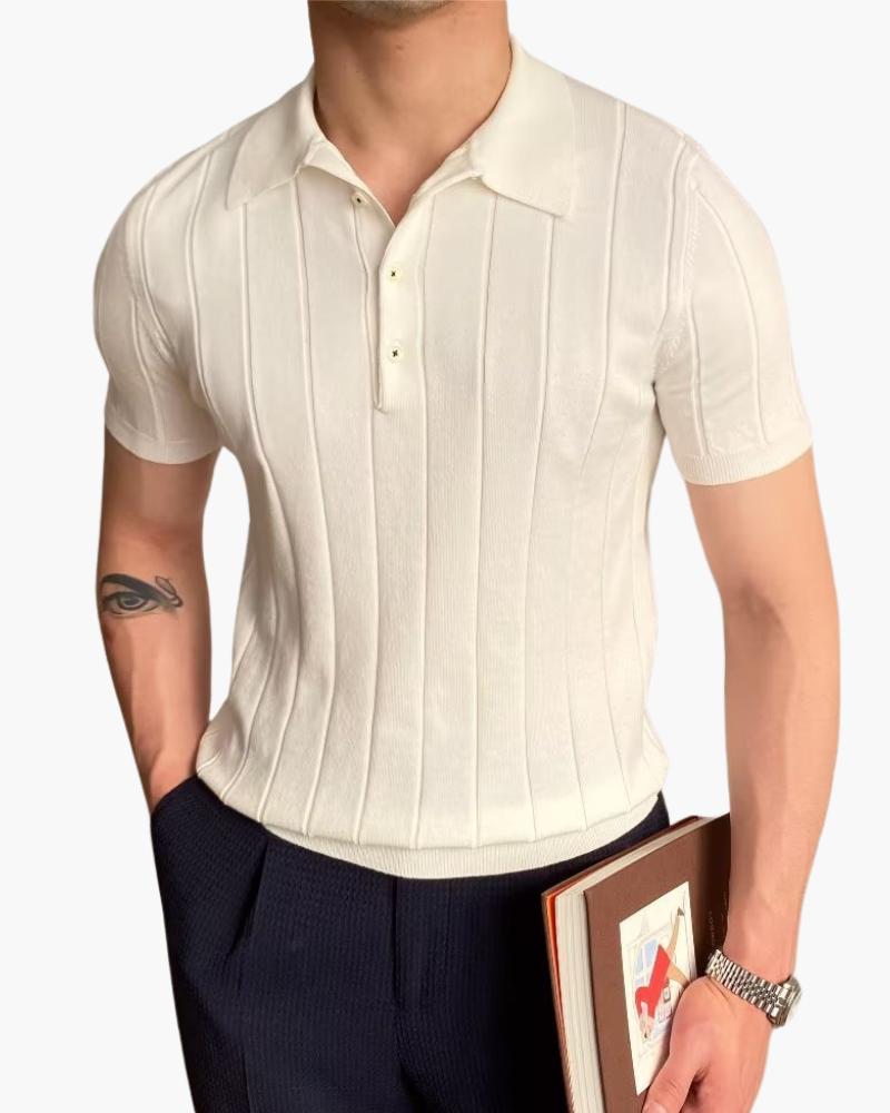 Cannes geripptes Baumwollpolo