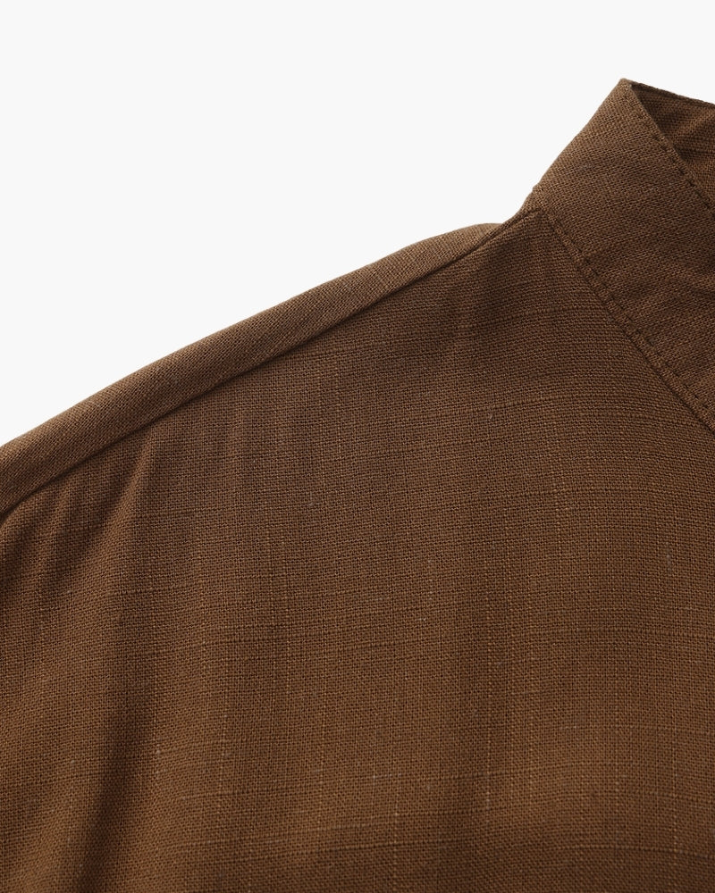 Herrenhemd mit Mandarinkragen - Relaxed Fit aus strukturierter Baumwolle